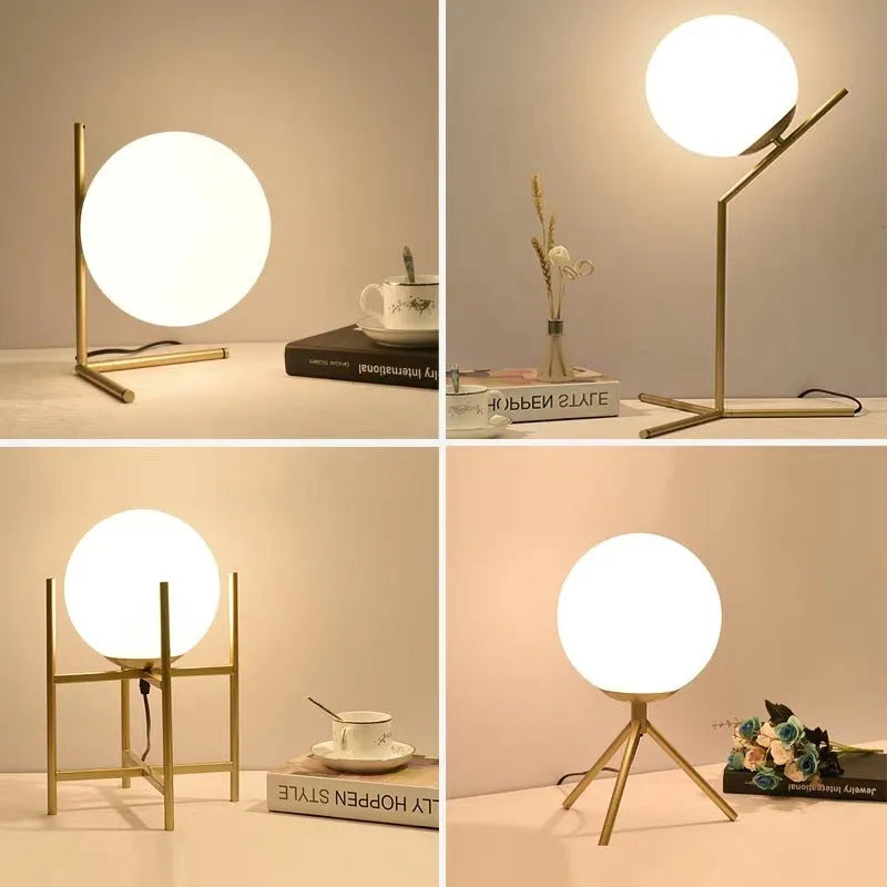 LED creative lamp with glass shade in three style options for living room or study lighting