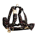 Printed pet collar and leash set with matching dog vest and removable bow accessory