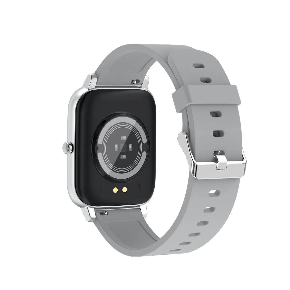 H80 black smart watch with spherical glass screen showing heart rate and time on a silicone strap