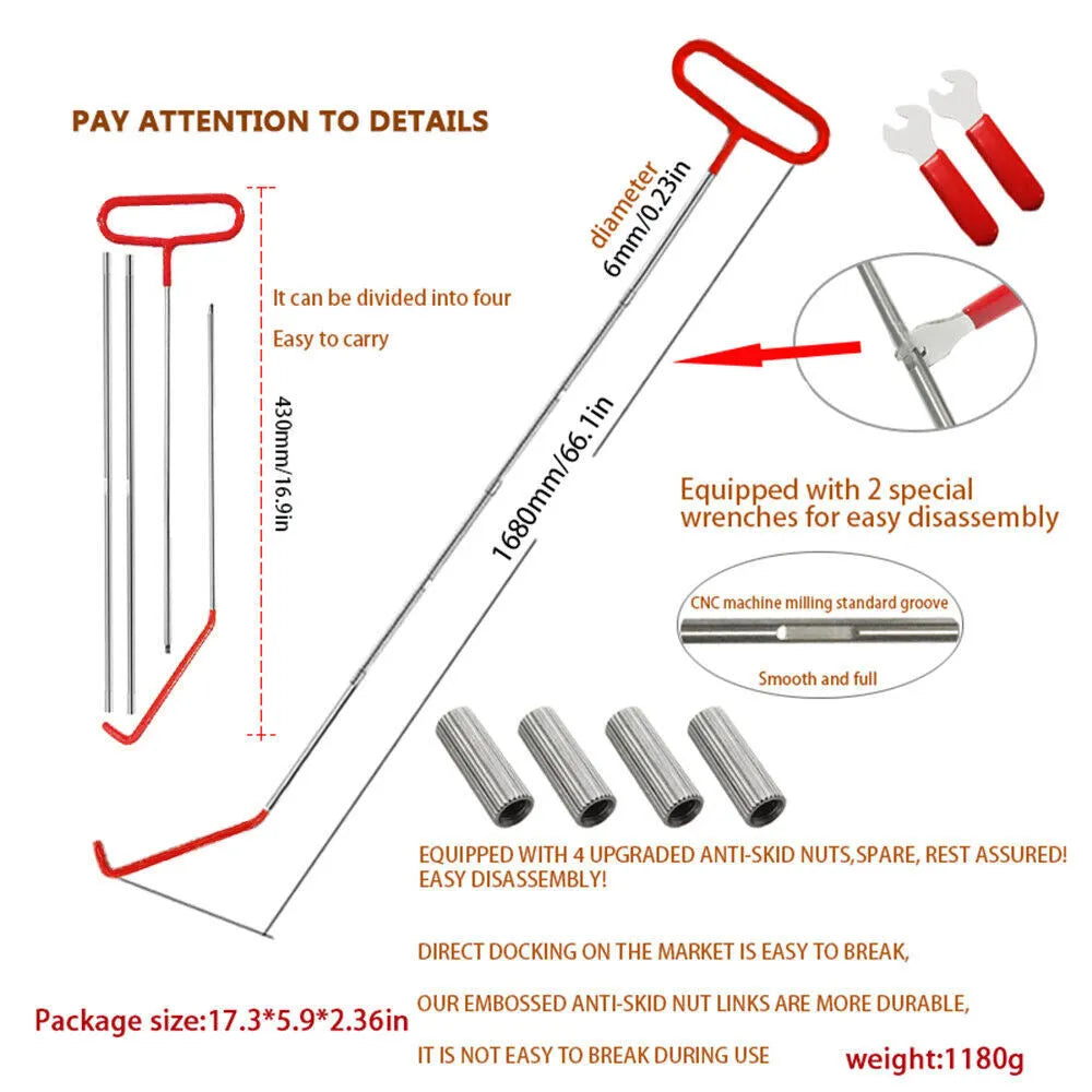 Car tool kit with air wedge pump bag and stainless steel long-reach tools
