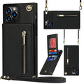Leather and TPU messenger-style protective case for mobile phone in solid colour.