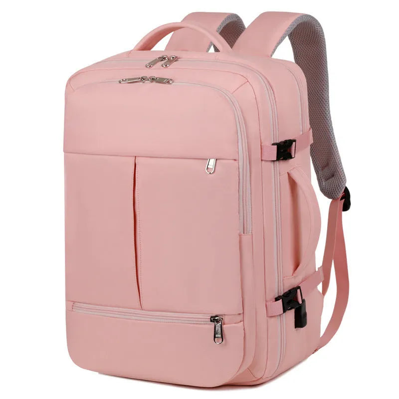 Large waterproof oxford cloth backpack for business travel with a 15.6 inch laptop compartment and multiple pockets.
