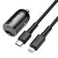 Electro-optical grey Baseus 30W USB car charger with 1 metre cable