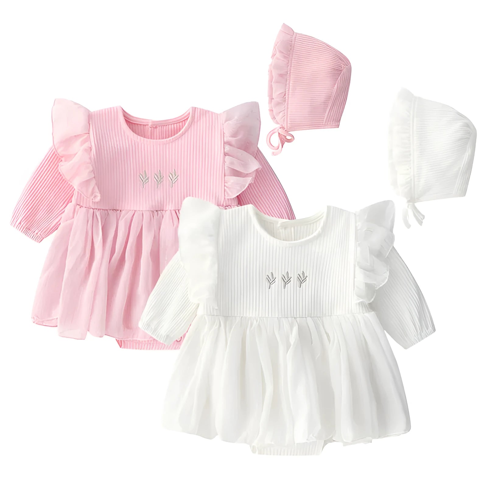 Cotton baby princess fluffy dress in pink, red, or white colours for infant special occasions
