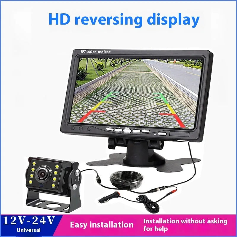 7-inch TFT desktop reversing monitor display with ABS housing and included camera
