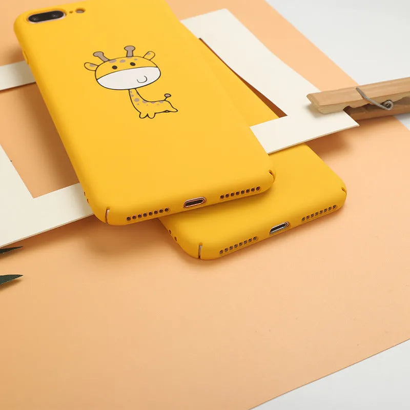 Yellow patterned plastic phone case for iPhone models 6 through X displayed on a solid background.