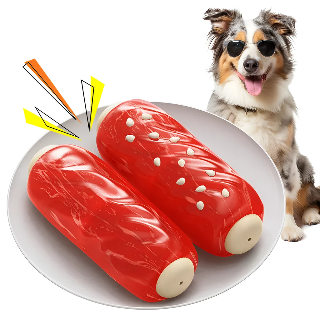 Plastic molar rod dog chew toy in a primary colour for small dogs.