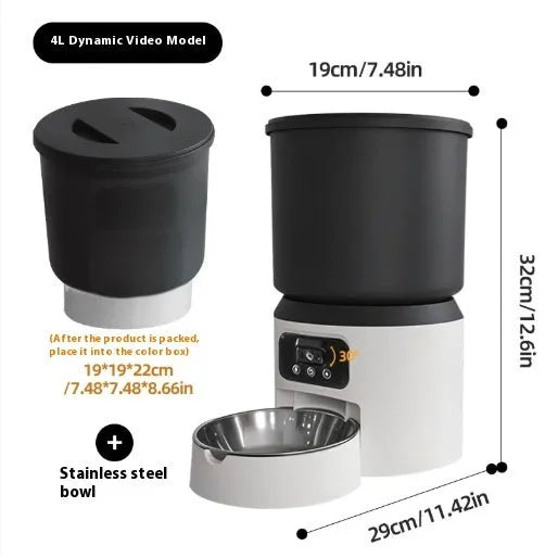 4-litre smart automatic pet feeder with control panel and optional camera