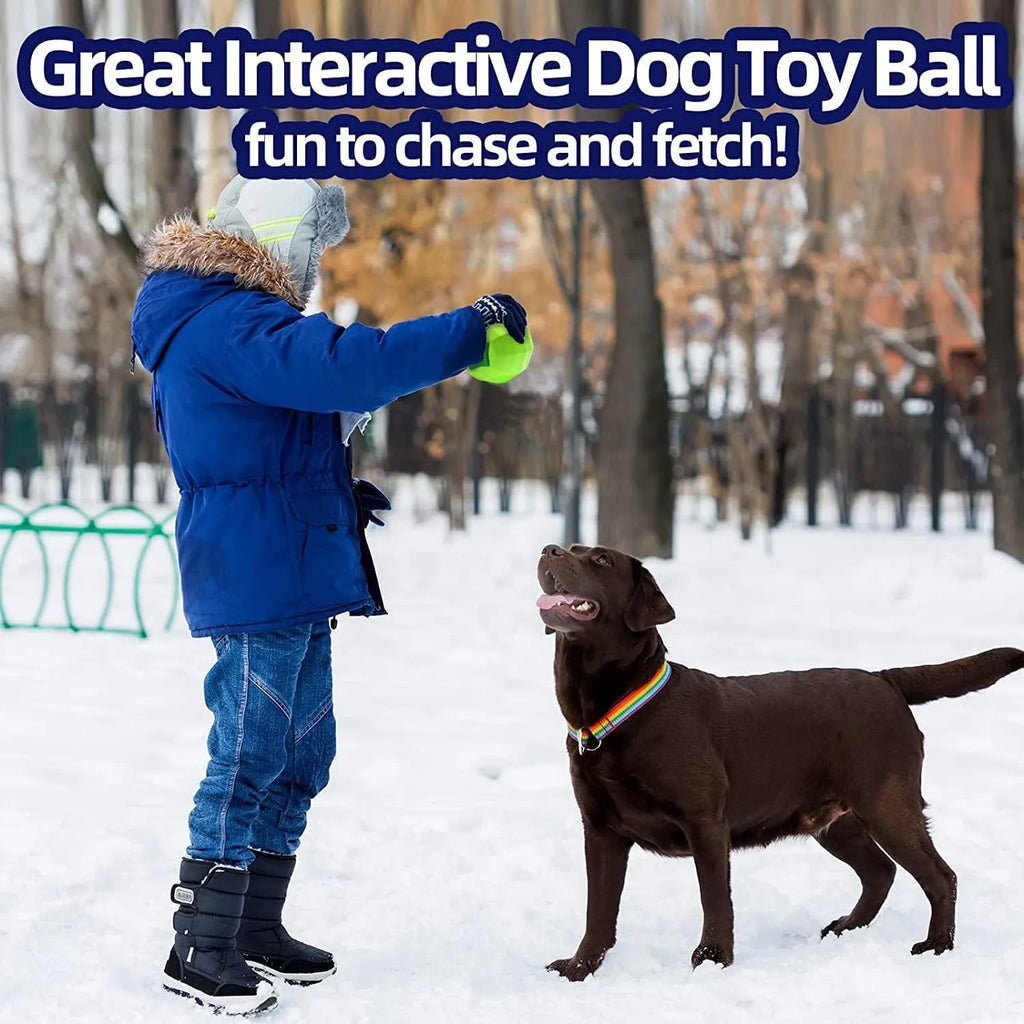 Green natural rubber squeaky dog toy ball for large breed aggressive chewers