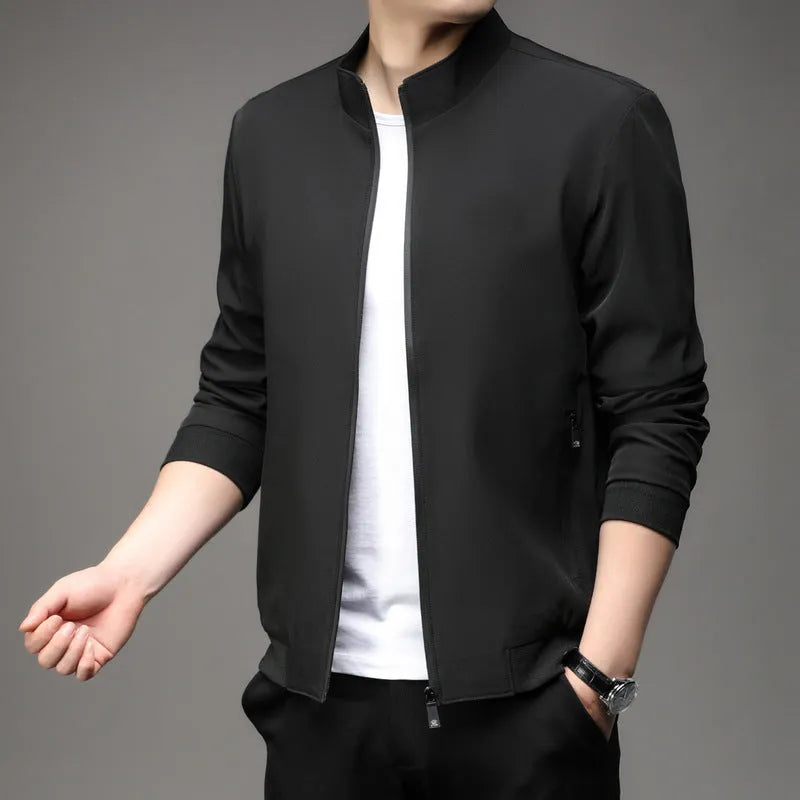 Korean style loose lapel casual jacket for men in polyester blend fabric available in multiple colours