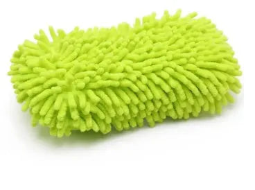 Silver green car wash sponge measuring 14x25cm with spiral chenille construction for vehicle cleaning