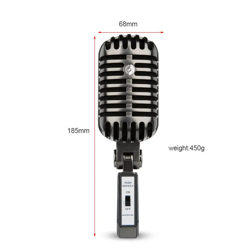 Professional retro-style condenser microphone with wireless function for singing and recording.