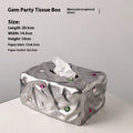 Ceramic tissue box in light luxury style with matte coconut milk white or silver electroplated finish