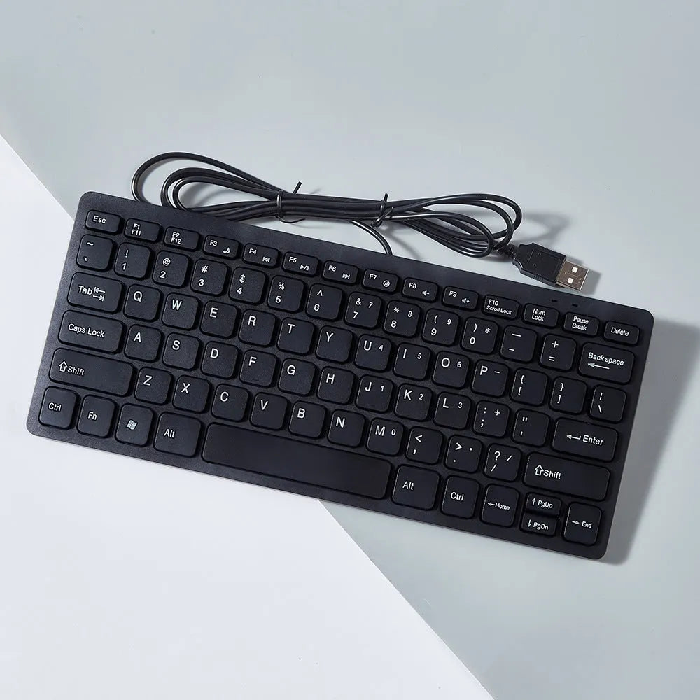 USB wired mini computer keyboard in black, white, pink or blue with compact design