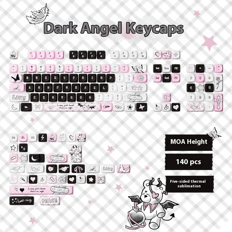 Full set of colourful cartoon pig party themed keycaps for mechanical keyboards