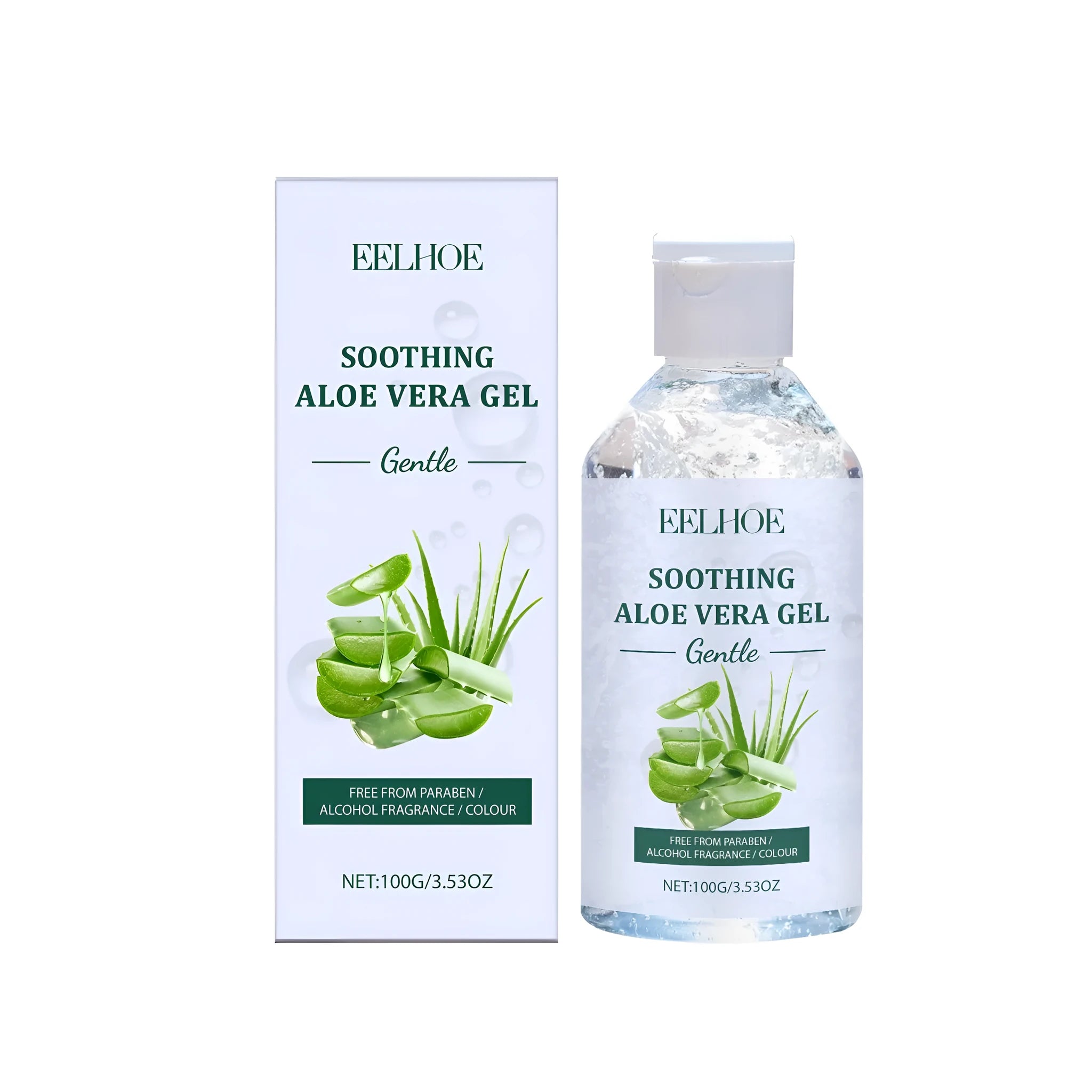 100g container of clear aloe vera gel for skin moisturising.