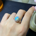 Handmade silver opal ring with opening design in choice of plating colours