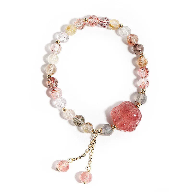 Women's handmade crystal bracelet featuring natural stone with zodiac animal motifs