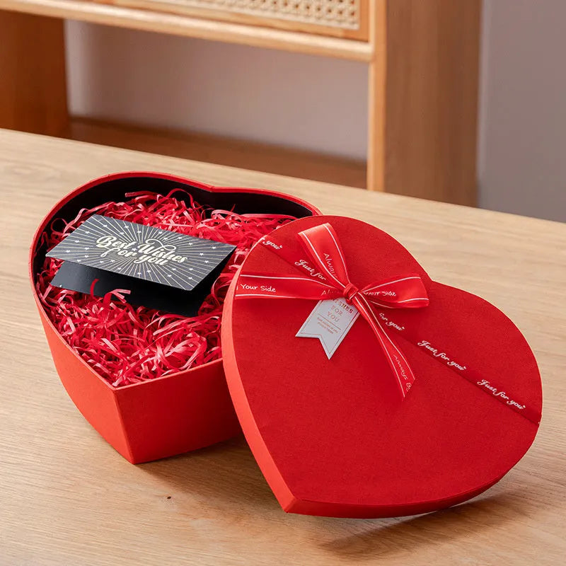 Red love engagement proposal large flower ceremony packing box with greeting card option for Qixi romantic gift presentation