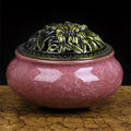 Ceramic retro package incense burner in amber yellow colour for home decor and meditation