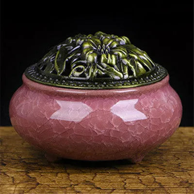 Ceramic retro package incense burner in amber yellow colour for home decor and meditation