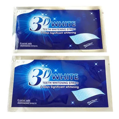 Box of 14 pairs teeth whitening strips with hydrogen peroxide 6% fresh mint flavour, 5x7x2cm box