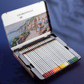 Water-soluble colour pencil drawing set in tin box with 72 colours for wet and dry use