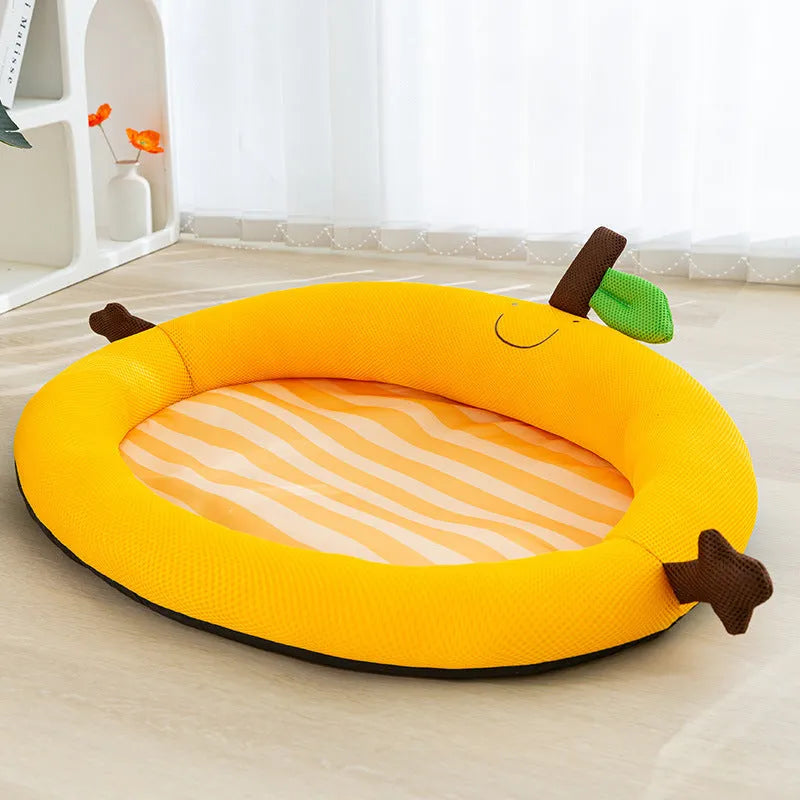 Fruit backrest pet nest for cats and dogs in green colour showing structured design