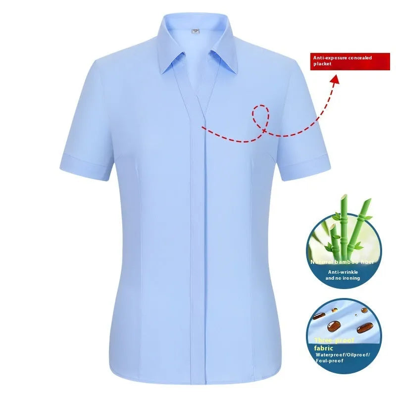 Men's slim fit bamboo fibre short sleeve shirt with square collar in solid colour