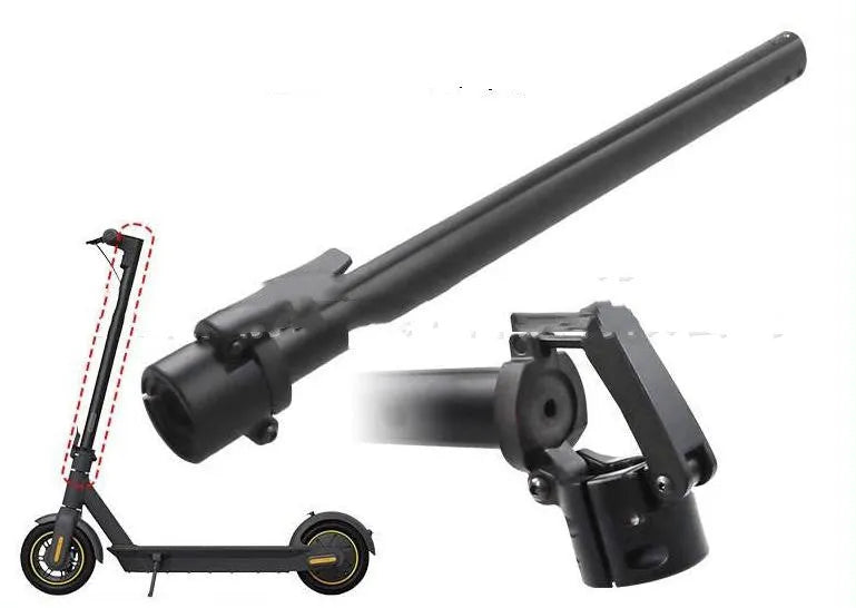 Matte black folding upright bar accessory for No. 9 electric scooter on a white background.