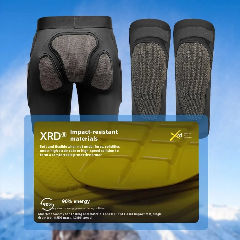X-ray diffraction ski protective anti-fall pants with hip and knee pad options for snow sports
