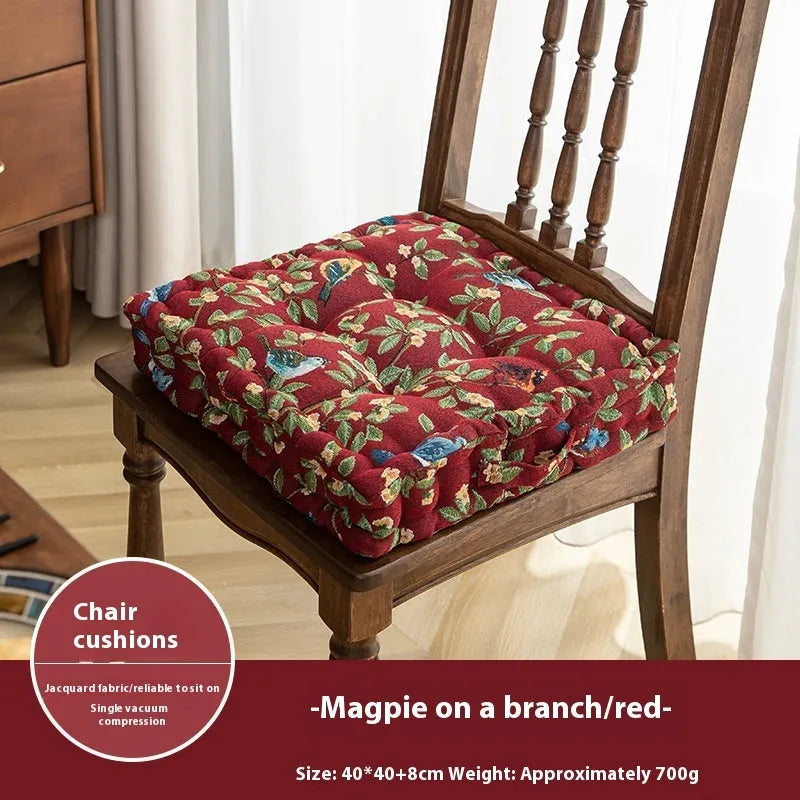 American-style dining chair back cushion in flower pattern with 40cm square dimensions and 8cm thickness