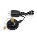 Black silicone rechargeable hearing aid amplifier with charging cable for elderly users