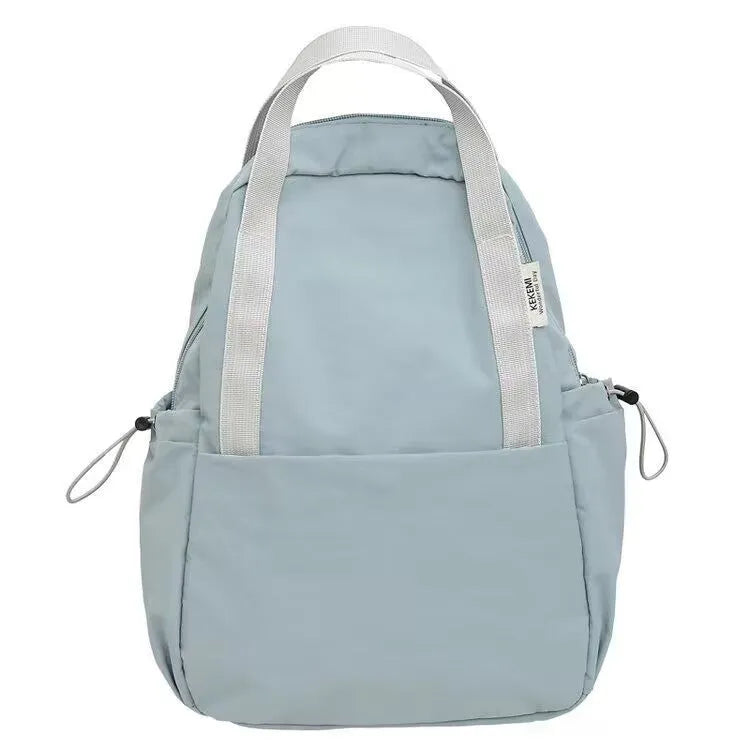Simple solid colour ultra-light waterproof backpack with curved shoulder straps and lock