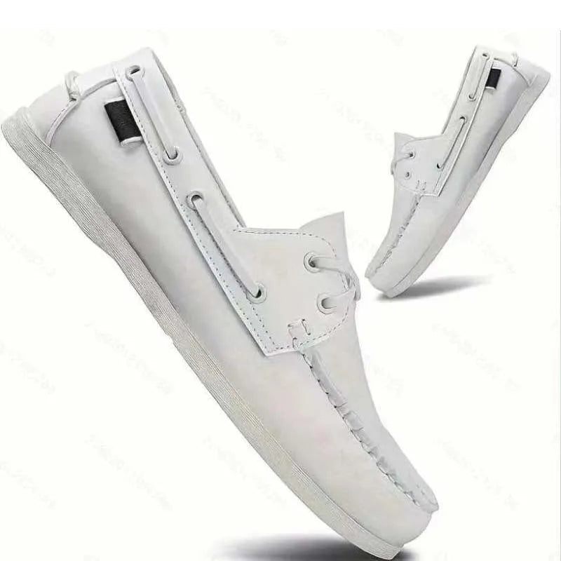 Men's British-style casual shoes with artificial PU uppers in flat-heel design