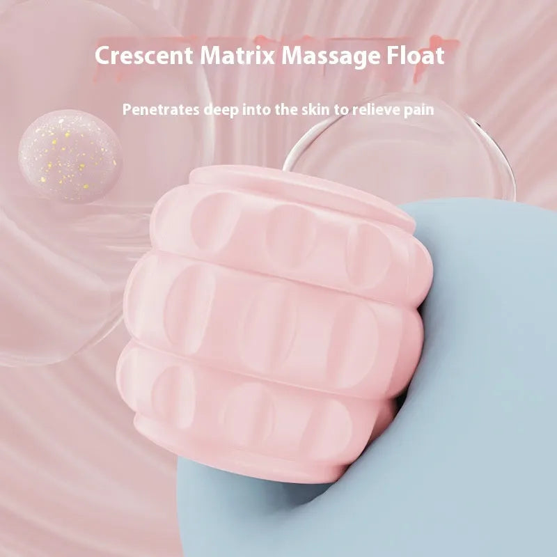 Ring clip leg massage roller with double-row wheels in coral pink colour for muscle relaxation