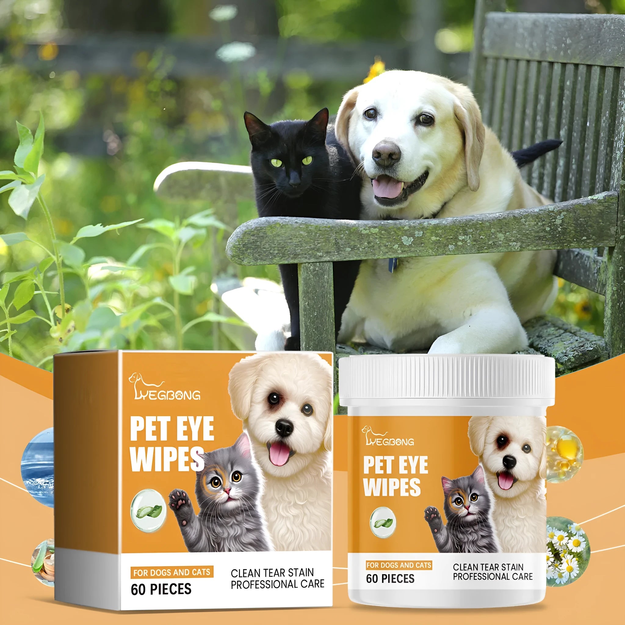 Dogs And Cats Eyes Wet Wipes 60 pieces box for tear stain removal on dogs and cats