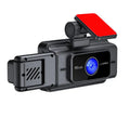 Black 3 lens video driving recorder for car windscreen with 3-inch screen