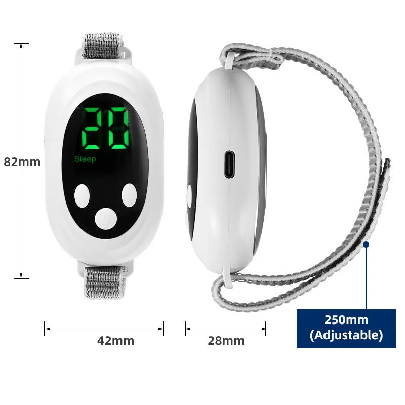 Micro-current hand-held soothing instrument in green with digital display and remote control