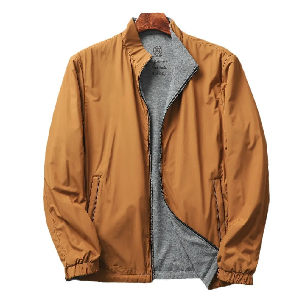 Men's stand collar business casual jacket in polyester-cotton blend available in multiple colours