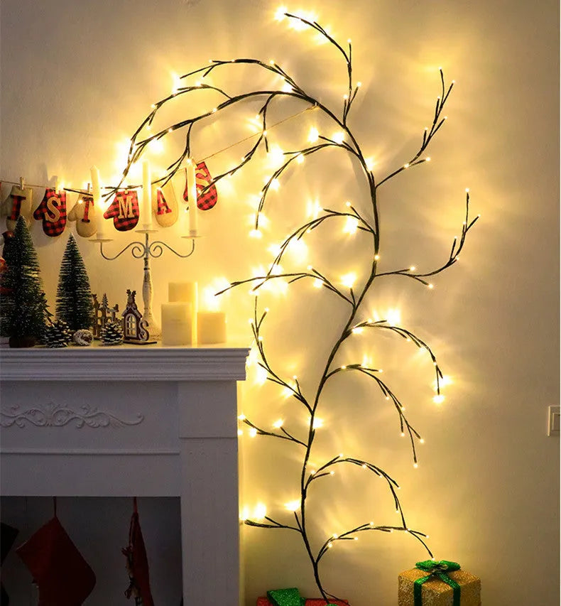 Warm white LED rattan decorative light string with PVC shell for room lighting