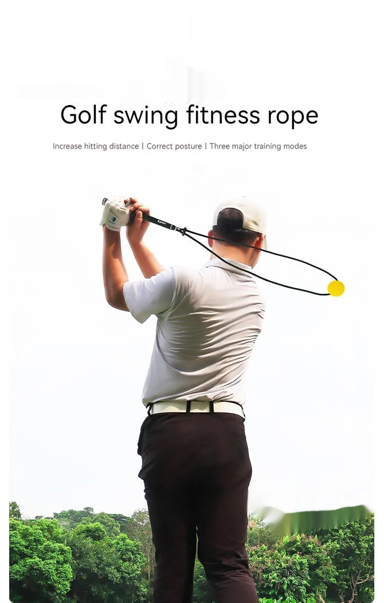 Black silicone elastic golf swing practice rope trainer for action correction