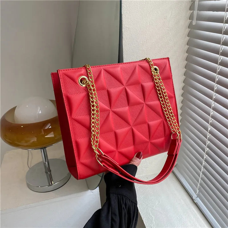 Women's PU leather shoulder messenger bag with plaid rhombus design, horizontal square shape, open pocket, mobile phone compartment
