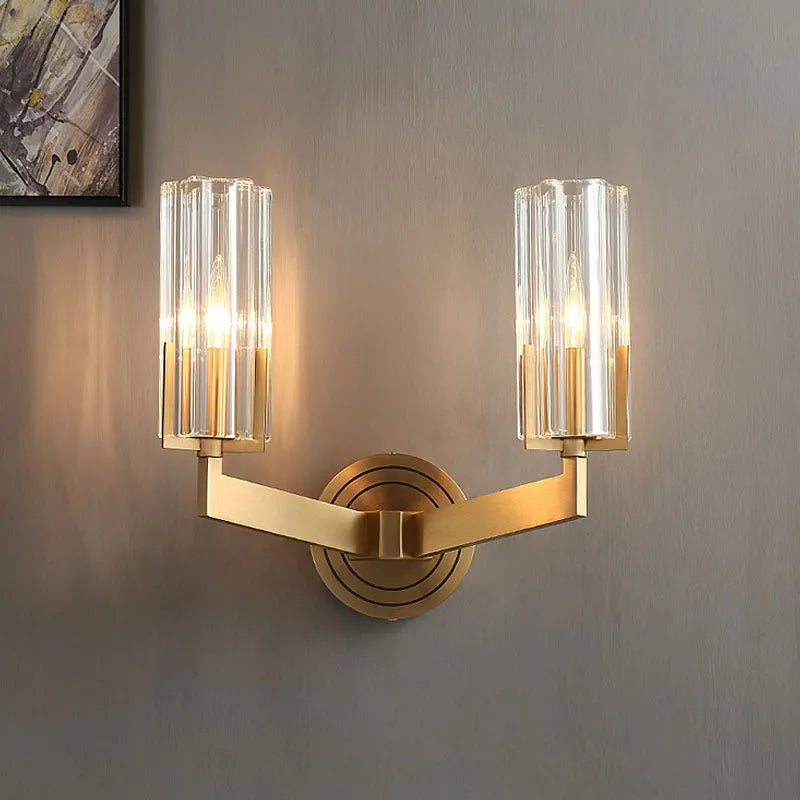 Copper wall lamp with modern minimalist design for bedroom bedside lighting