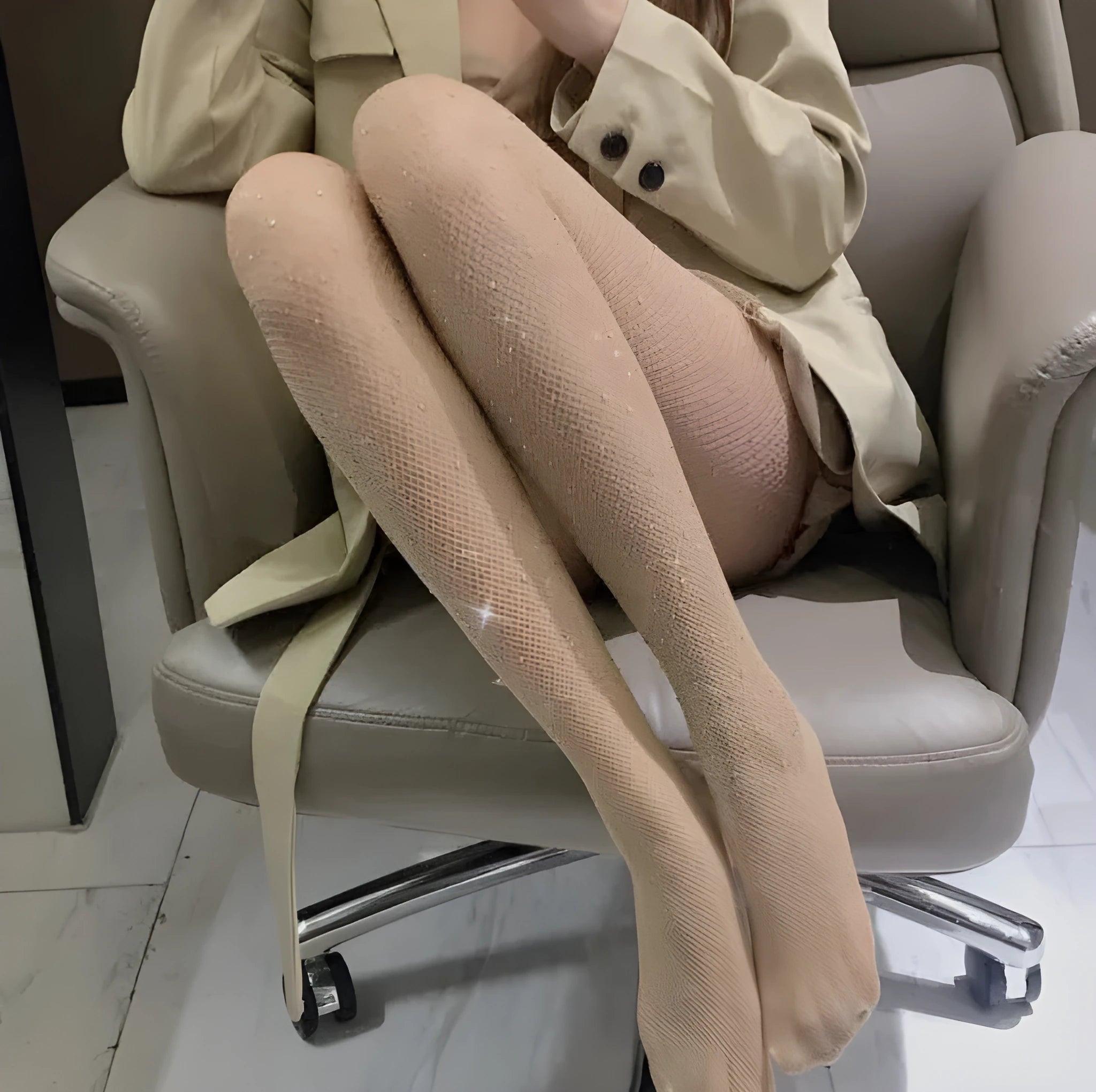 Women's fishnet stockings with diamond pattern mesh in black, white and skin colour options