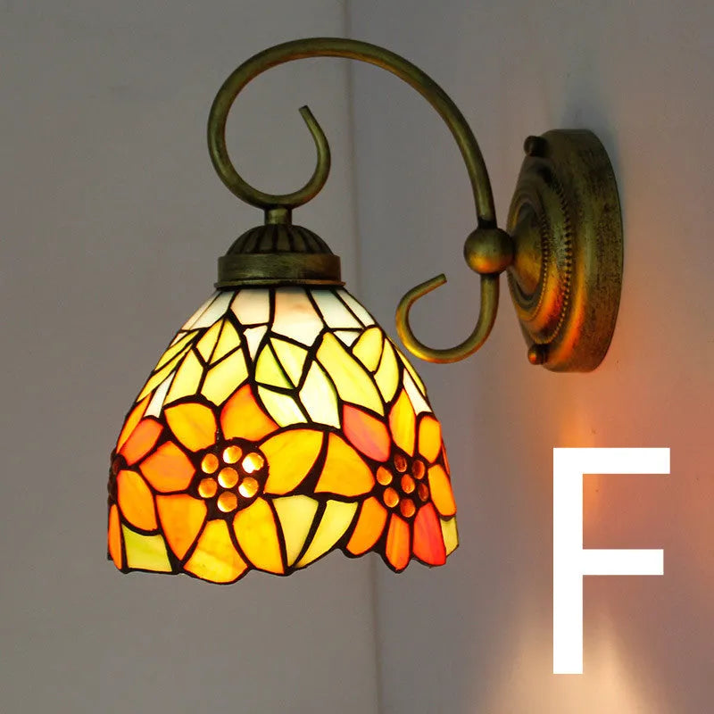 A simple modern stained glass wall lamp for corridors, shown in one of six available coloured styles.