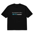 Black men's loose-fit t-shirt with a colourful 3D cartoon print on the front.