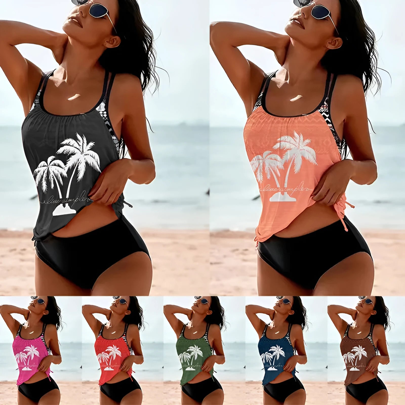 Women's loose fit Tangini bikini briefs in multiple colours with polyester construction