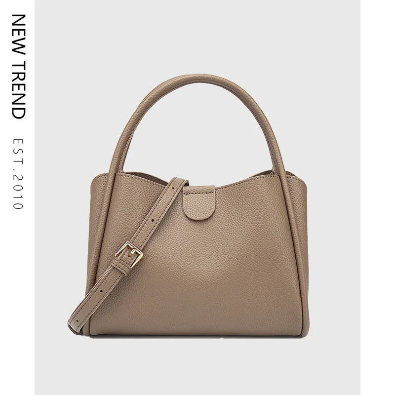 PU leather horizontal square messenger bag 24x11x18cm in brown with single shoulder strap and stitch detailing