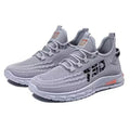 Men's low-top casual sneakers with mesh surface, striped pattern, and fat foot design in multiple colour options